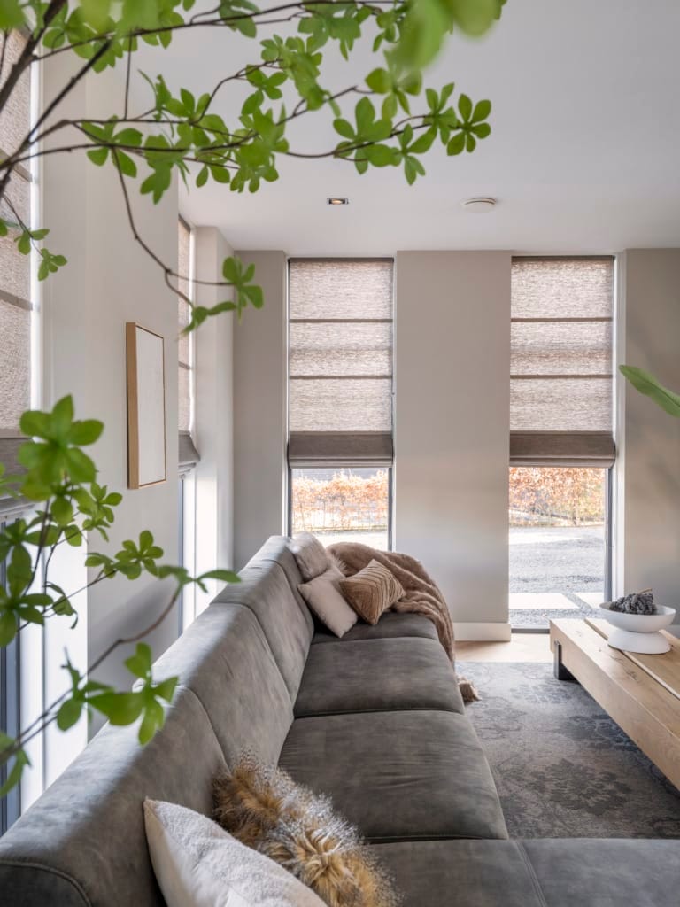 Design vouwgordijnen folds voor luxe woning in Bussum