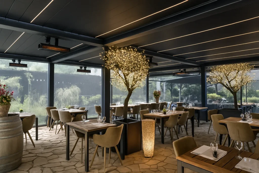 Zonwering voor horeca in Amsterdam voor terras en gevel