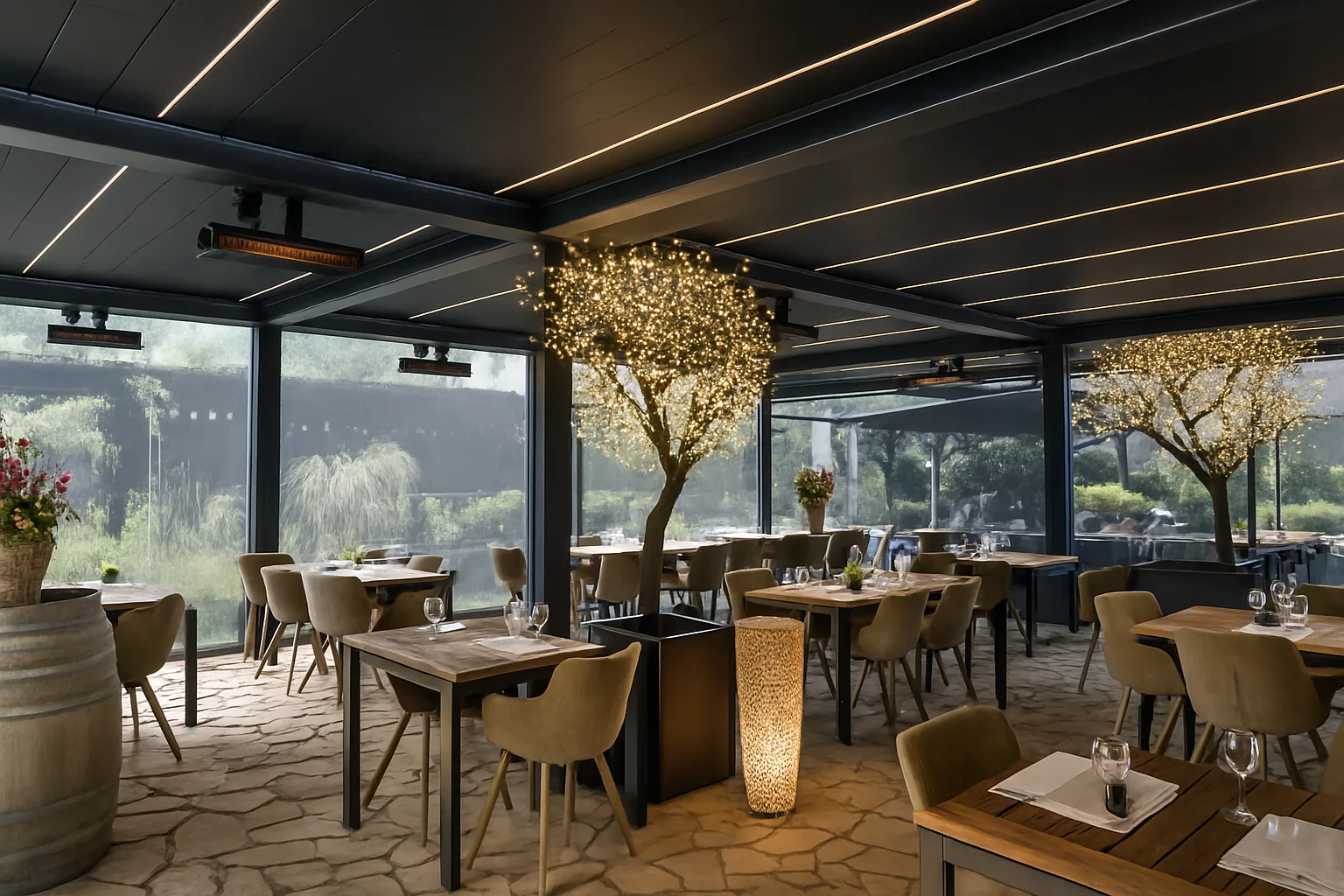 Zonwering voor horeca in Amsterdam voor terras en gevel